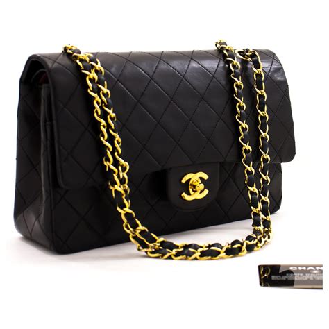 black leather chanel bag.